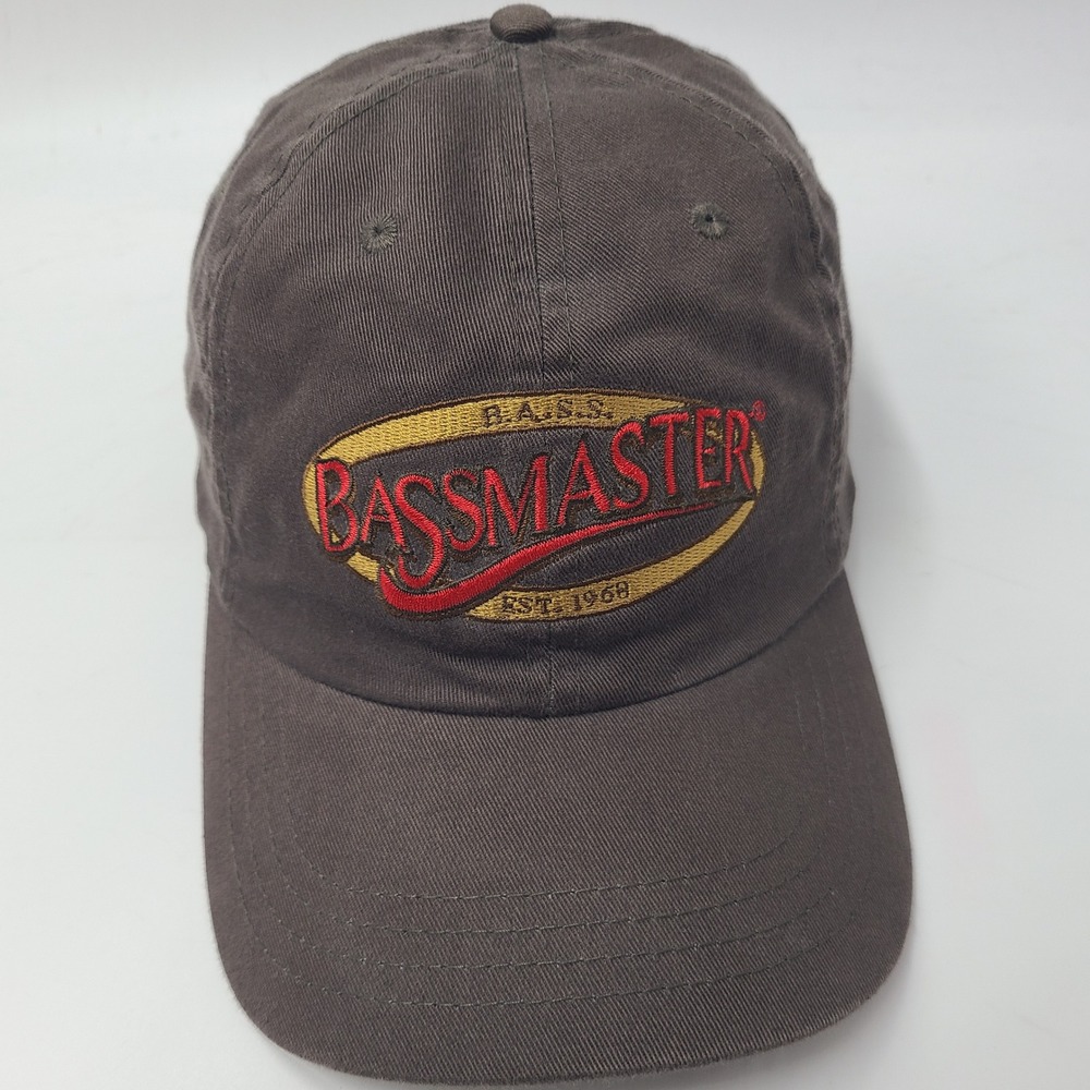 Bassmaster Hat Strapback Brown Red Yellow Fishing Bass Outdoor Casual Cotton Men